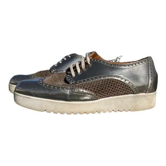 Aquatalia by Marvin K. Silver Oxford Lace up Platform Size 10 Made in Italy - Picture 2 of 8